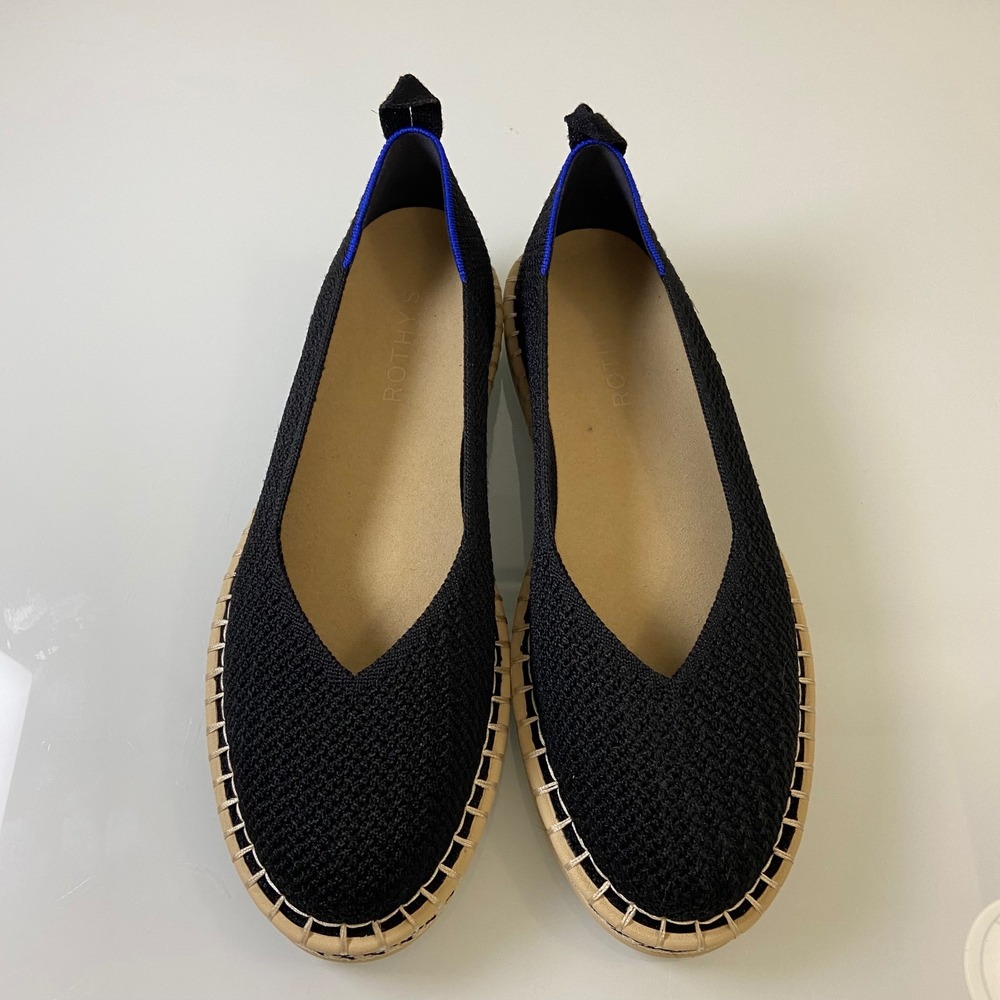 Rothys Espadrille Black Knit Slip On Women Shoes Sz 8